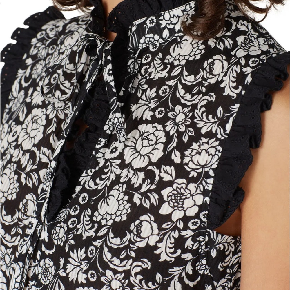 See by Chloe-Floral MIDI Dress Black/White Peonies Sz 44 (Large 12-14) - Picture 3 of 15